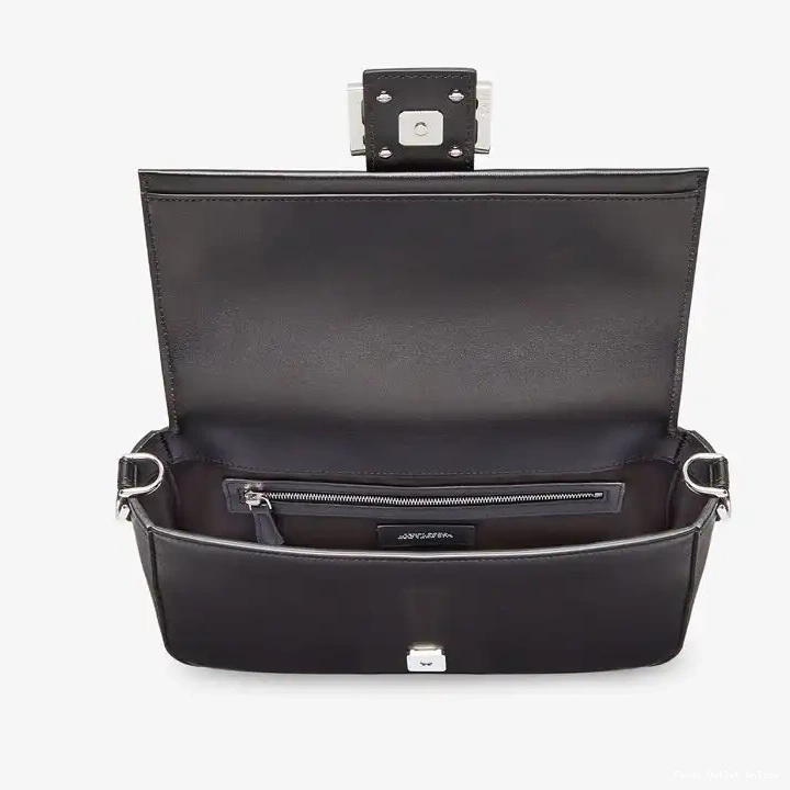 Affordable Leather Baguette Bag The Fendi Black In Medium Motif Nappa Baguette 0621